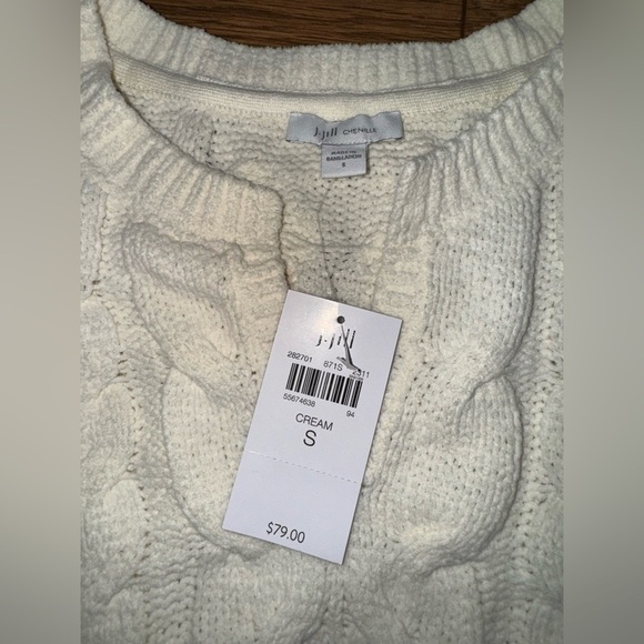 J. Jill Ivory Chenille Cable Knit Sweater NWT Small - Picture 4 of 8